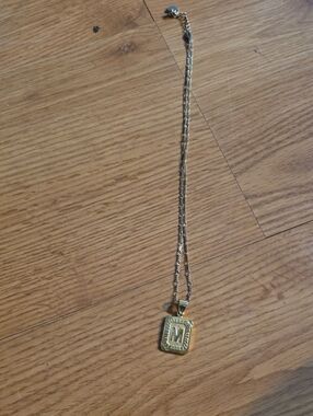 Gold 'M' Initial Pendant Necklace for Women - Gold Tone
